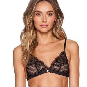 Gooseberry Intimates Innocence/Shameless Triangle Strappy Lace Bralette Black XS
